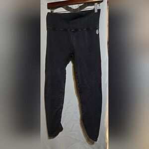 Free People Good Karma Black Ribbed Leggings